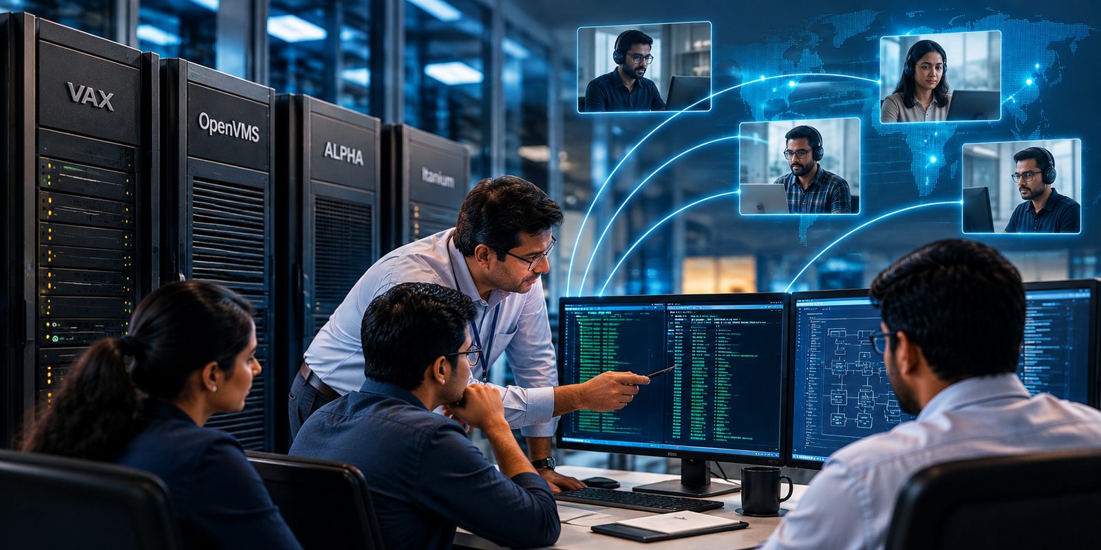 Quadex's distributed engineering team, connected across time zones